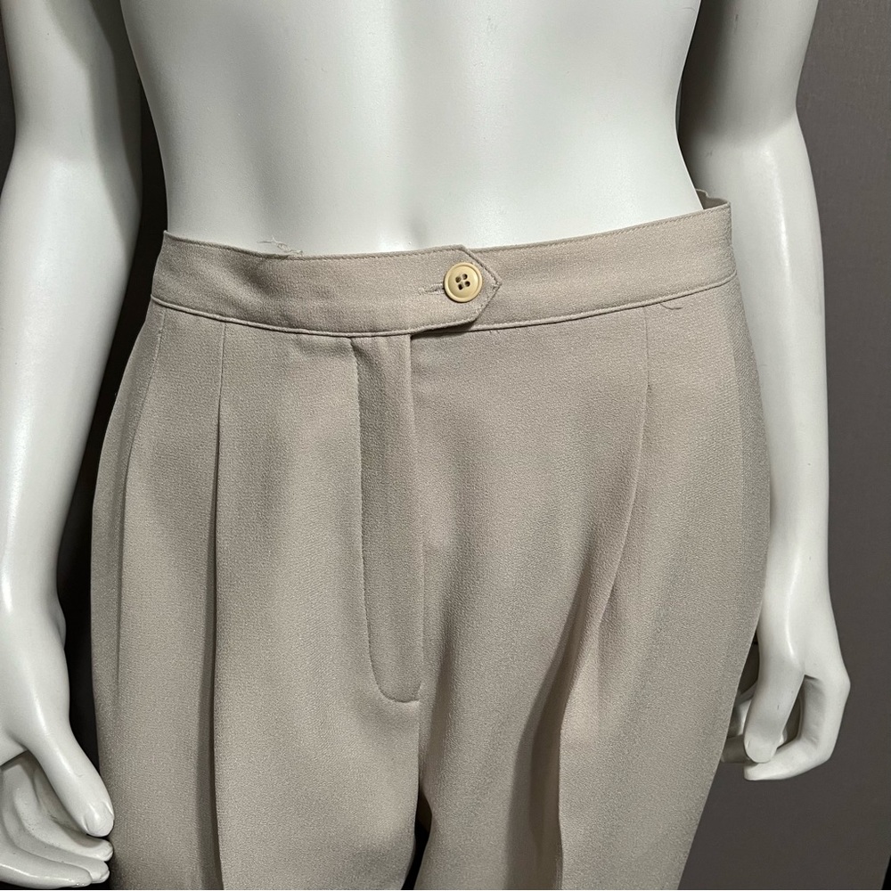 #18 Vintage Cream Pleated Trousers Sz-10 - Picture 2 of 4